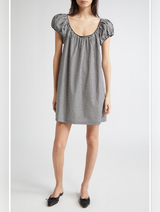Doen Dresses & Skirts - New DÔEN Julia Gingham Cotton Black & White Gingham Shirt Dress with Tie Neck